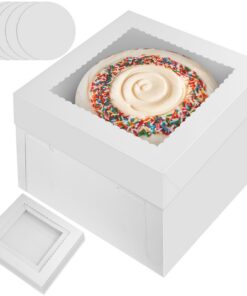 **5 Stück Tortenbox Tortenschachtel mit Transparentem Sichtfenster für Kuchen, Gebäck und Desserts** | **5 Stück Kuchen
