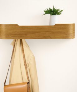 Wandgarderobe mit 5 Haken & Ablagebrett | 30kg Tragkraft Eiche | Für Flur & Schlafzimmer
