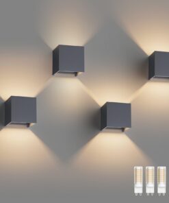Klighten Warmweiß 3000K Austauschbar LED Lampe 4 Pack Aluminium Wandbeleuchtung für Wohnzimmer Garten Anthrazit