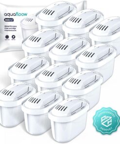 Aquafloow Wasserfilterkartusche Set 12 Stück | Ersatz für BRITA MAXTRA+ | Reduziert Chlor & Kalk | Für Brita Filterkanne