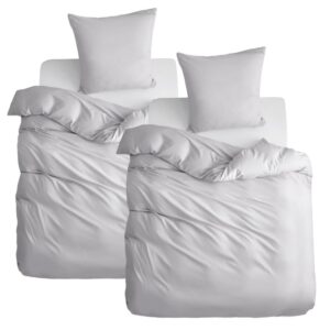 MR&HM Bettwäsche 135x200 - Mikrofaser Bettbezüge - Komfortable und weiche Winterschläfer für Erwachsene - 4 Teilig mit R