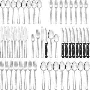 Terlulu 36 Teiliges Edelstahl Besteckset für 6 Personen | Spülmaschinenfest, Elegant für Haus und Party | Steckmesser in