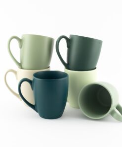 Großes Kaffeebecher Set aus Massiver Keramik – 6er Set mit Großen Henkeln, Naturfarben