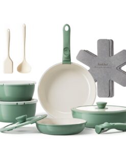 Redchef Pfannenset Topfsets 16-Teilig Antihaft-Keramik, Ofenfest Für Alle Herdarten, Grün Global Recycled Standard Redch