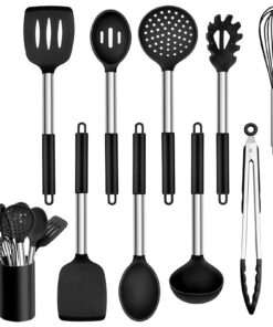 Homikit Küchenhelfer Set, 10 Stück Silikon Utensilien, Edelstahlgriff, Spülmaschinenfest | Homikit Küchenhelfer Set, An