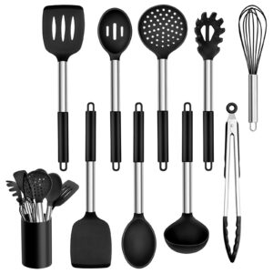 Homikit Küchenhelfer Set, 10 Stück Silikon Utensilien, Edelstahlgriff, Spülmaschinenfest | Homikit Küchenhelfer Set, An
