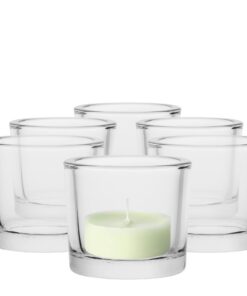 TREND FOR HOME Collection Luna Kerzenhalter Set von 6 für Hochzeit | Transparent | 9x9x8 cm | Tischdeko | Kerzengläser