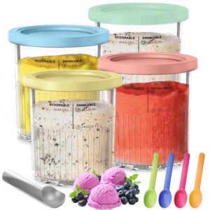 Gobesty NC500EU Eiscremebehälter 4 Stück für Ninja, Dessert Tubs mit Deckel, Eismaschine Zubehör für NC501 NC500 Serie
