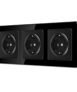CNBINGO Schuko Steckdose mit Krallen - Dreifach Wandsteckdose mit Kindersicherung und 16Amp EU-Standard - Schwarz