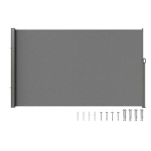 VEVOR Seitenmarkise für Balkone und Innenhöfe - einziehbar, Grau - 200 x 300 cm - PU-Beschichtung - Sichtschutz - Mit Fe