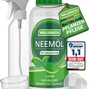 WALDBACH® Neemöl mit Emulgator 1000ml - Effektive Pflanzenpflege für Garten- & Zimmerpflanzen - Natural Neemöl mit Sprüh