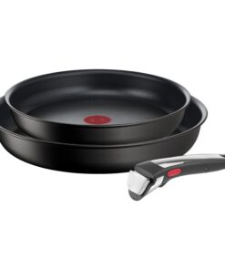 Tefal Ingenio Unlimited 3-Teiliges Pfannenset Abnehmbarer Griff, Platzsparend und Stapelbar, Induktion mit Antihaftversi