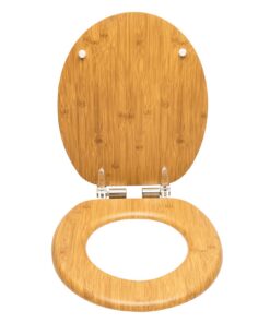 Hochwertige WC Sitz mit Absenkautomatik, stabile Toilettendeckel für Badinstallationen, Einfache Montage, MDF Holzkern