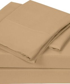 Bettwäsche-Set, 7-teilig, 100 % ägyptische Baumwolle, extra weich, Fadenzahl 450, Taupe Solid, Doppelbettgröße -better C