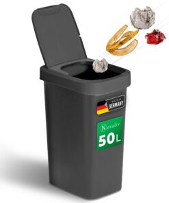 Novaliv 50L Anti-Geruch-Mülleimer für Küche mit 2in1 Deckel & Schwingdeckel – Stilvoll & Geruchsunterdrückend für Hausha