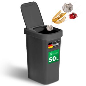 Novaliv 50L Müleimer mit 2in1 Deckel | Klapp- & Schwingdeckel | Anti-Geruch Abfalltonne für Küche & Büro