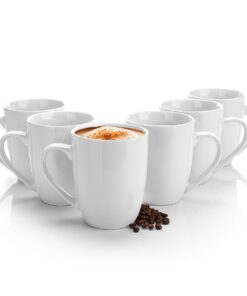 BigDean Kaffeebecher Set - 6 Stück 300ml echtes Porzellan - weiß - kratzfest & stoßfest - spülmaschinenfest