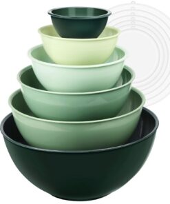 Greentainer Salatschüssel Set mit Deckel - 12-teiliges Rührschüssel aus Kunststoff, ideal für Küche und Servieren - Stap