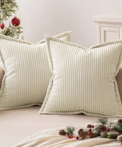MIULEE Streifige Kissenbezüge für Schlafzimmer Creme 60x60 cm