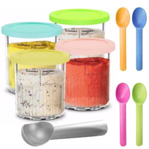 Ninja Creami Deluxe Behälter Ersatz, HOVCEH 4er Pack 680 ml, BPA-frei, Spülmaschinenfest, Auslaufsicher, Sortierte Farbe