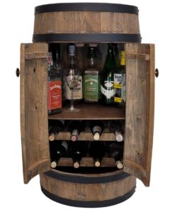 Weeco Fassbar mit Tür & Weinregal für Hausbar - rustikaler Deko Barschrank, 80 cm, Weinständer, Flaschenständer | Weeco