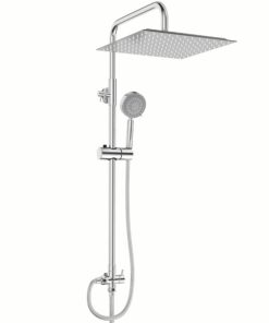 Edelstahl Regendusche Duschset ohne Armatur, chromfarben mit 30x30cm Überkopfbrause & Handbrause (5 Strahlen) Wasserspar