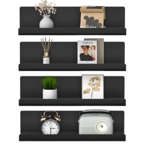 WELDUN 4er Set Selbstklebendes Wandregal für Wohnzimmer, Schlafzimmer, Küche - Dekorative Schweberegal 32cm Schwarz