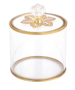 SUMTree Wattestäbchen-Box aus Glas Gold für Organisierung von Wattepads