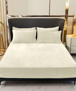 Warme Winter Spannbettlaken Fleece 90x200 Weiß Beige Flausch Cashmere Touch Teddy Plüsch Bett Laken für Boxspringbetten