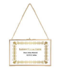 SUMTree Gold Zertifikat Hängender goldener Rahmen für Kunsthandwerk mit Glas und geometrischen Ornamenten