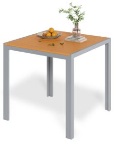 LIFERUN Wetterfest Gartentisch Aluminium 75x75cm, Quadratisch für den Balkon, Hitze- und Wasserdichtig, gerollt-rutschfe