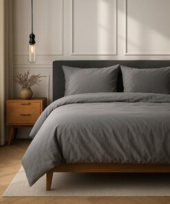Hochwertige Baumwoll Bettwäsche Set 155x220 cm Hellgrau mit Reißverschluss | 100% Baumwolle OEKO-TEX Bettwäsche 155x220