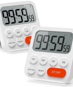 LIORQUE Digitaler Küchentimer Magnetisch mit 3-stufiger Lautstärke LCD-Anzeige, 2er-Set inkl. Batterien für Küche & Spor