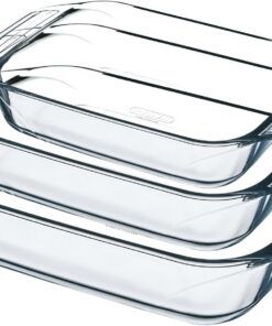 Pyrex 8023510 Set aus 3 Auflaufformen - Borosilikatglas für Küche und backen | Pyrex 8023510 3 Stück Set Auflaufformen