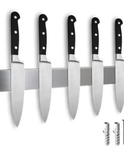 com-four® Magnetleiste für Küchenmesser aus rostfreiem Edelstahl - vielseitige Messerhalterung - 40 cm Edelstahl-Leiste