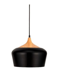 Pauleen 48146 Pure Delight Schwarz Skandinavische Pendellampe Holzoptik max40W E27 230V Metall