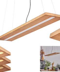 Adak LED Pendelleuchte dimmbar in Metall/Holz/Kunststoff, perfekt für Wohnzimmer und Büro, maximale Helligkeit 2500 Lume