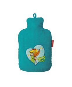 Hugo Frosch Öko-Wärmflasche Kinder 0,8l – Made in Germany –_weiches Cordbezug Bibi Blocksberg Grün-Blau