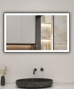 **LED Wandspiegel Touch controller 3 Farben + Dimmbar für Badezimmer Schwarz Rahmen IP44** | **LED Wandspiegel 120x70cm