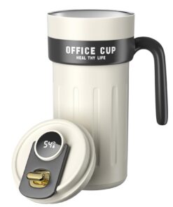Homealexa Digital Termokaffeebecher für Reisende mit Deckel und Griff 650 ml Edelstahl Isolierbecher auslaufsicher Autob