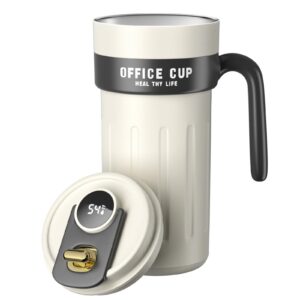Homealexa Digital Termokaffeebecher für Reisende mit Deckel und Griff 650 ml Edelstahl Isolierbecher auslaufsicher Autob