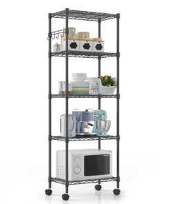 Himimi Höhenverstellbares Rollregal für Küche und Badezimmer, 35T x 59B x 183H cm, Schwarz
