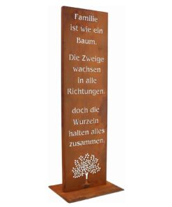 Rostikal Cortenstahl Gartenschild Familie - Handgefertigt - 55 cm - Robust & Wetterfest - Liebevolle Deko für Garten, Te