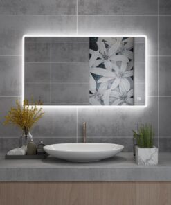 MIQU LED Badewandspiegel 120x70 cm kaltweiß 6500K Touch ohne Beschlag für Bad und WC