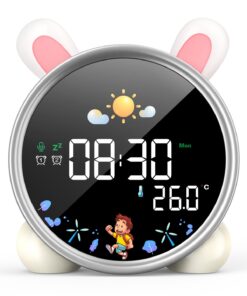 Lemnoi Kinderwecker Lichtwecker mit Countdown und Snooze-Funktion für Jungen und Mädchen, 3 Helligkeitsstufen und Buntes