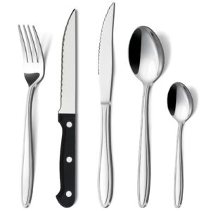 Honeycook Premium Edelstahl Besteck Set für 6 Personen zur Party | Honeycook 30-teiliges Premium Edelstahl Besteck Set
