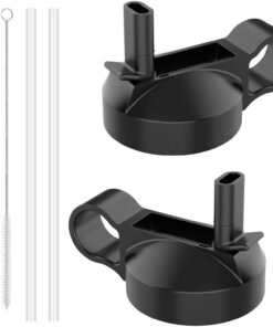 2 Stück Strohhalm-Deckel für Hydroflasche, breite Mündung, für Hydroflask, inklusive Strohhalme und Reinigungsbürste |