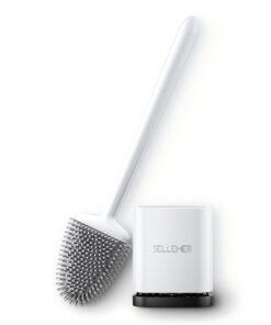 Sellemer Silikon Klobürste - Schnell Trocknendes Halter, Fuß montiert für Wand, flexibel und ideal für jeden Haushalt (W