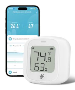 Aideepen Smart WiFi Thermometer & Luftfeuchtigkeitsmessgerät für Zuhause, Präzise Messungen, Smart Home Kompatibel | Ai