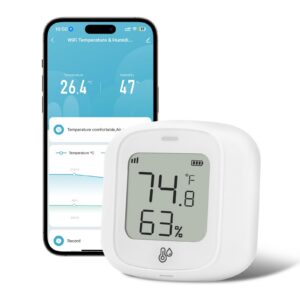Aideepen Smart WiFi Thermometer & Luftfeuchtigkeitsmessgerät für Zuhause, Präzise Messungen, Smart Home Kompatibel | Ai